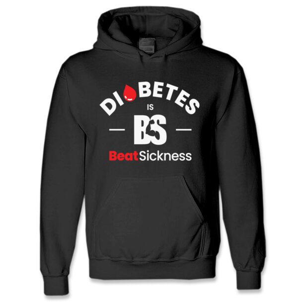 A black hoodie with the words " diabetes is bs ".