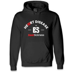 A black hoodie with the words " heart disease is good sickness ".