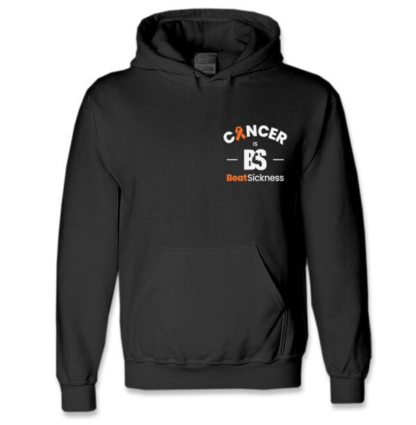 A black hooded sweatshirt with the words cancer is not available.