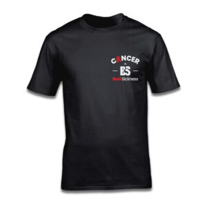A black t-shirt with the words cancer awareness on it.