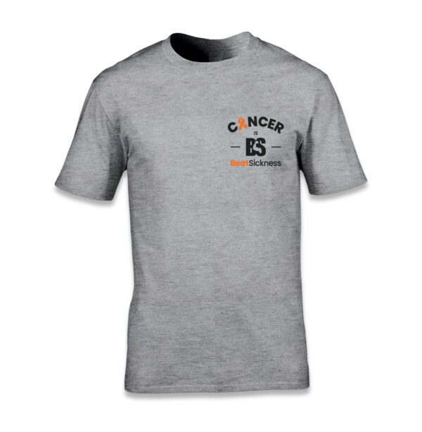 A gray t-shirt with the words " cancer is not available ".