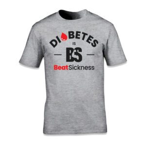 A grey t-shirt with the word " diabetes " and " bestsickness ".