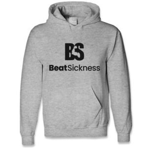 A gray hoodie with the words " beatsickness ".