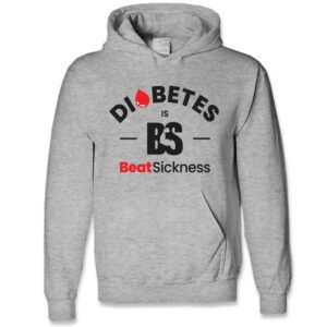 A grey hoodie with the words " diabetes is bs " written on it.