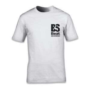 A white t-shirt with the word " beat ".