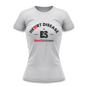 A white t-shirt with the words " heart disease is not sickness ".