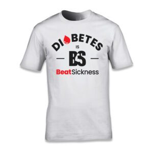 A white t-shirt with the word " diabetes beat sickness ".