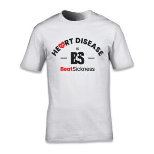 A white t-shirt with the words " heart disease " and " boot sickness ".