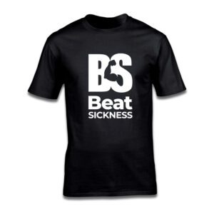 A black t-shirt with the words " beat sickness ".