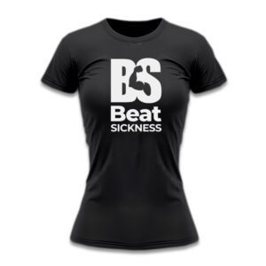 A black t-shirt with the word " beat sickness ".