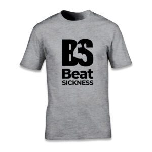 A gray t-shirt with the words " beat sickness ".