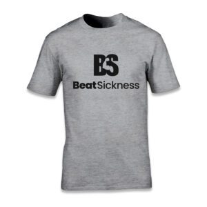 A gray t-shirt with the words " beat sickness ".