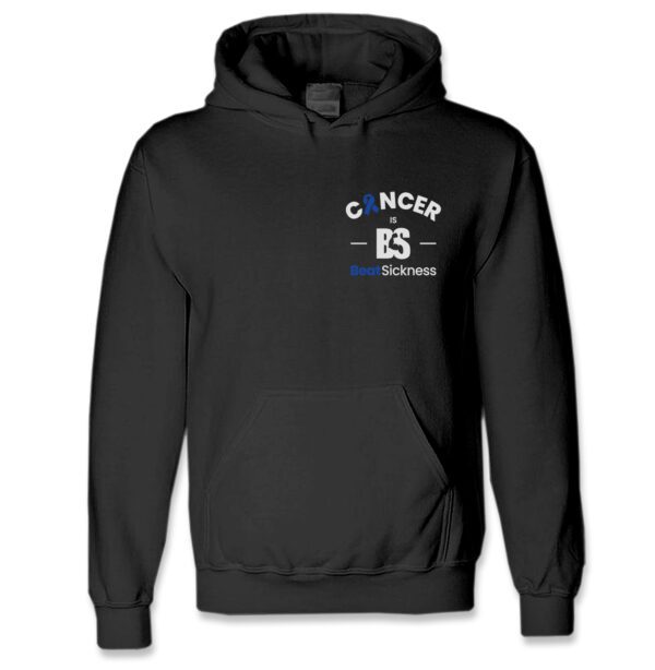 A black hoodie with the words cancer is written on it.