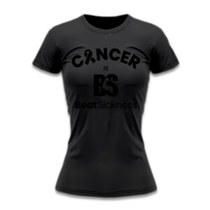 A black shirt with the word cancer and its name