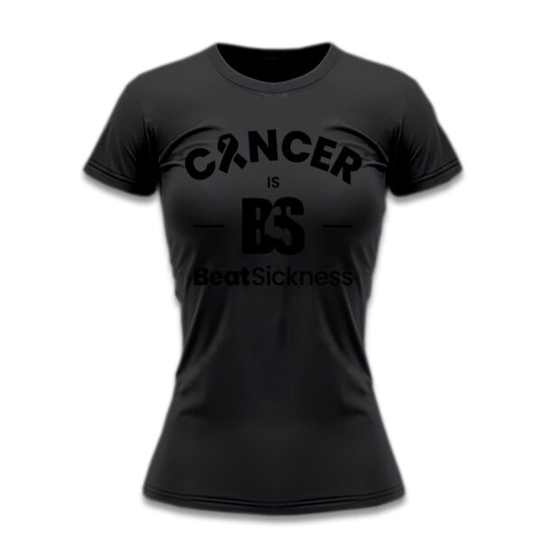 A black shirt with the word cancer and its name