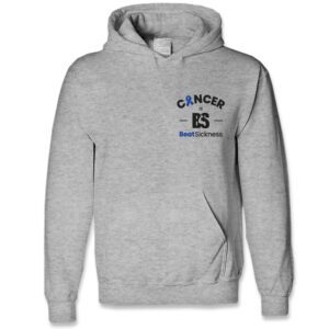 A gray hoodie with the words cancer is on it.