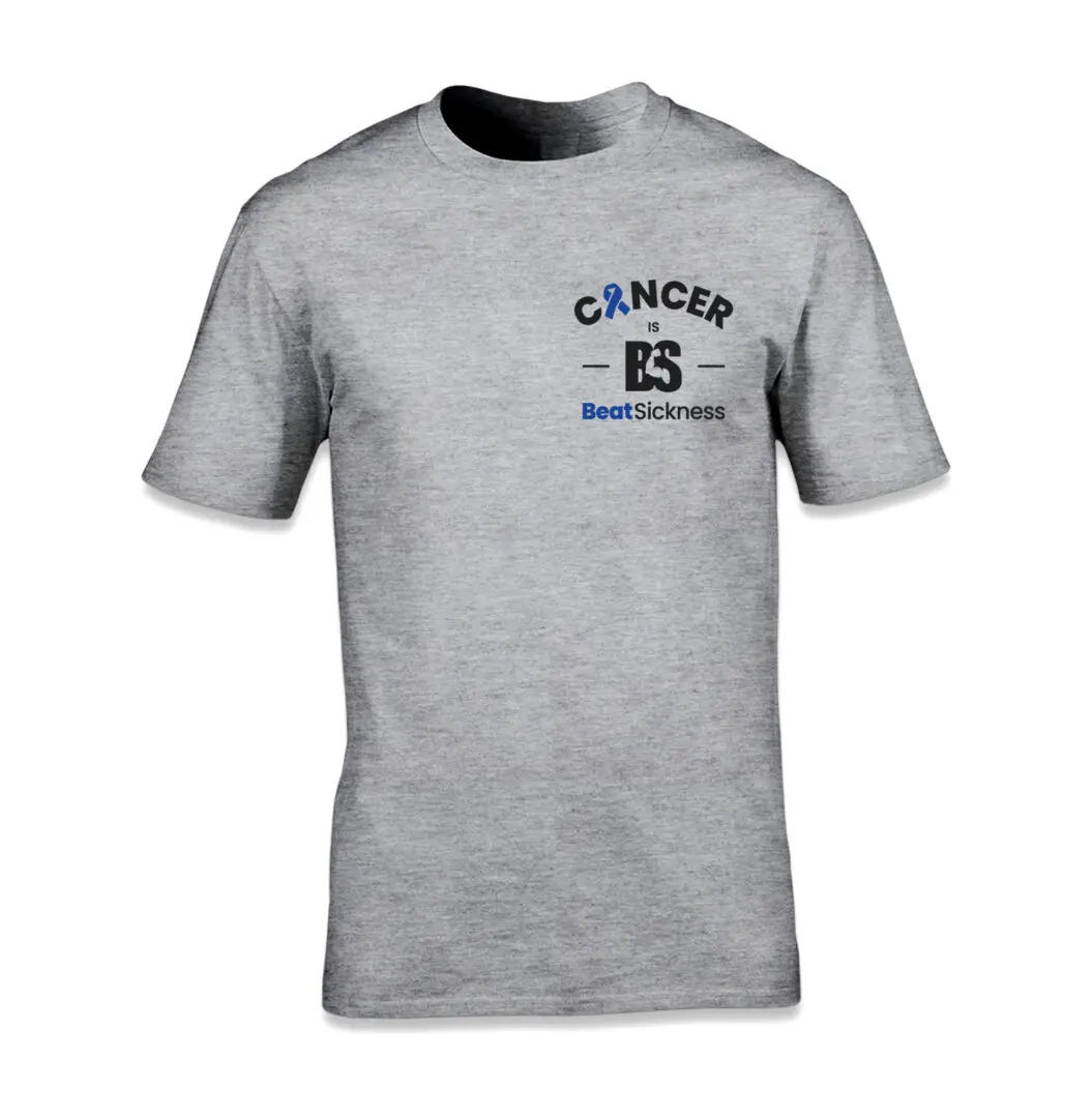 A gray t-shirt with the word cancer on it.