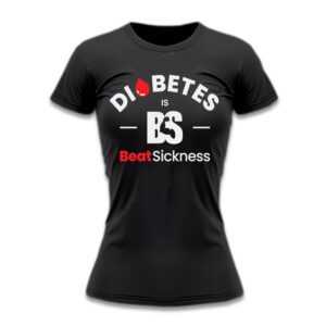 A black t-shirt with the word " diabetes " written on it.