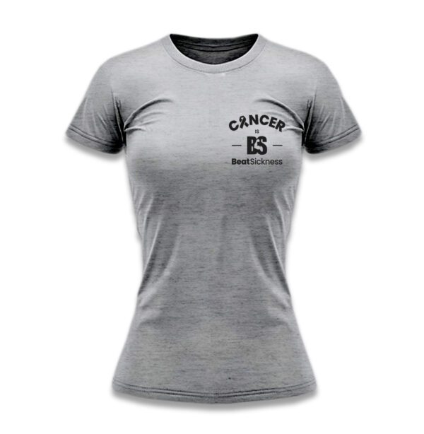 A gray t-shirt with the word cancer on it.