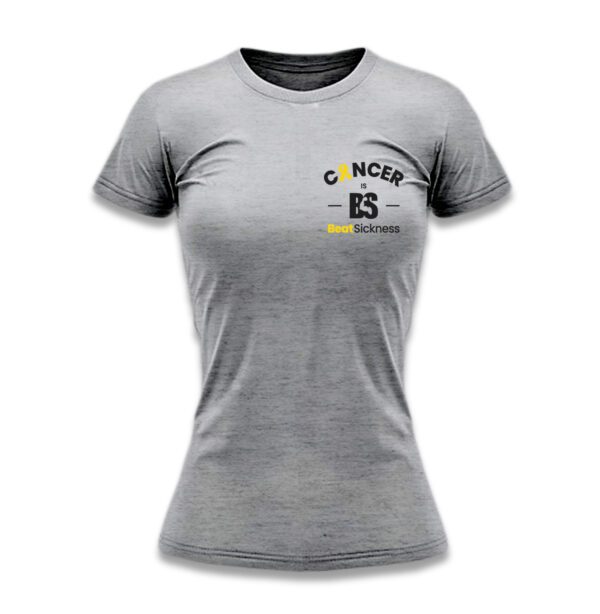 A gray t-shirt with the words " cancer survivor ".