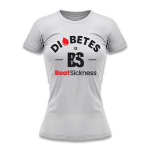 A white t-shirt with the words " diabetes is bs " on it.