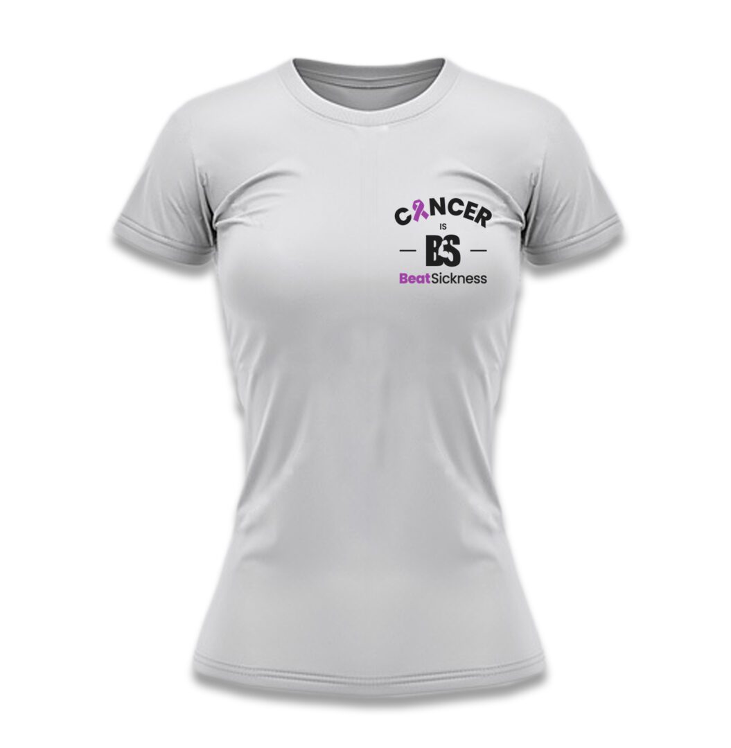 A white t-shirt with the words cancer awareness on it.