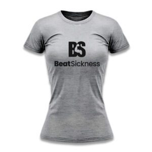 Gray fitted t-shirt with "BS BestSickness" logo on the front.