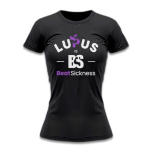 Black fitted t-shirt with Lupus and Blood Sickness themed text.