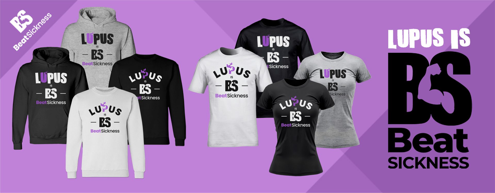 Black and white apparel featuring the Lupus ES logo and text.
