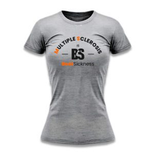 Grey t-shirt with a motivational quote and design.