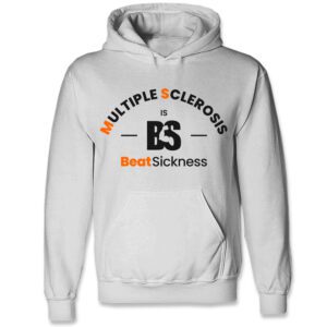 Gray hoodie with "Multiple Sclerosis Best Sickness" logo design.